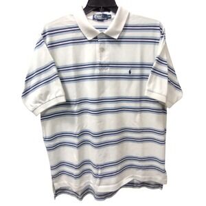 Polo by Ralph Lauren XXL Striped Polo Shirt Mens White Blue Cotton
